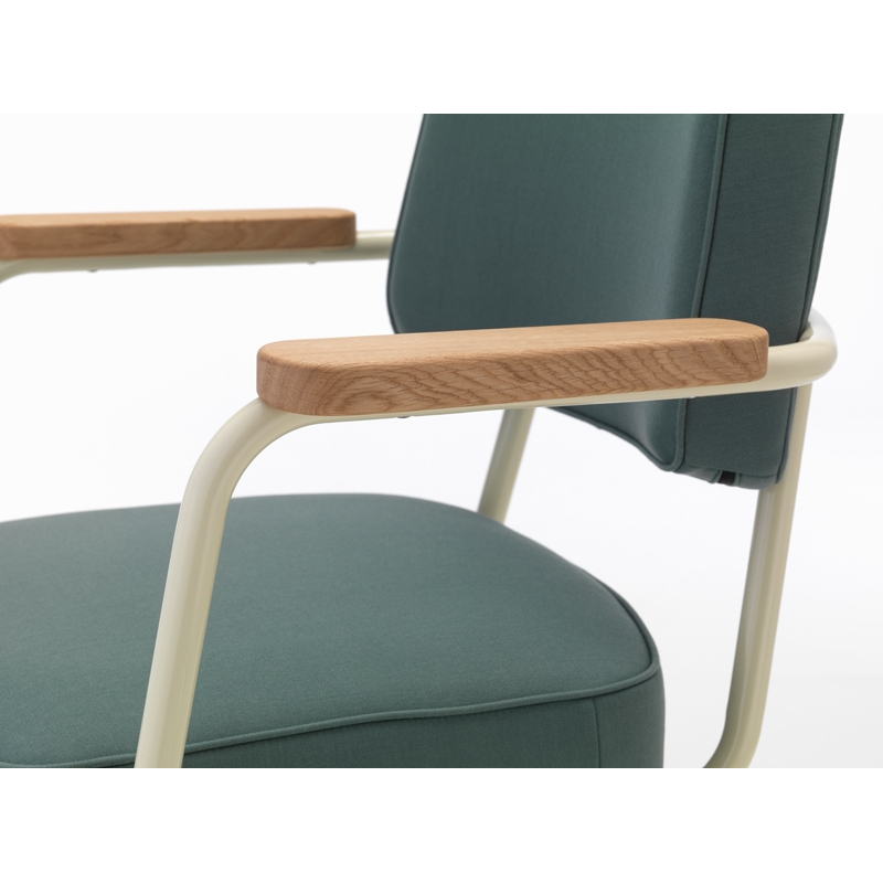 Fauteuil de bureau FAUTEUIL DIRECTION PIVOTANT Twill gris vert 17/ Prouvé Blanc Colombe VITRA