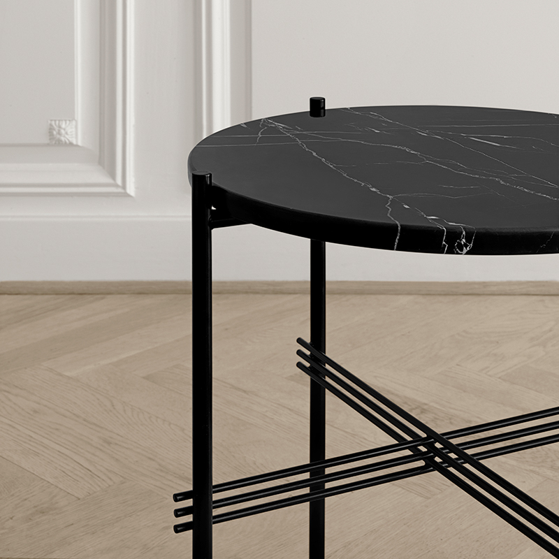Table d'appoint guéridon TS SIDE Ø 40 Marbre Marquina noir GUBI