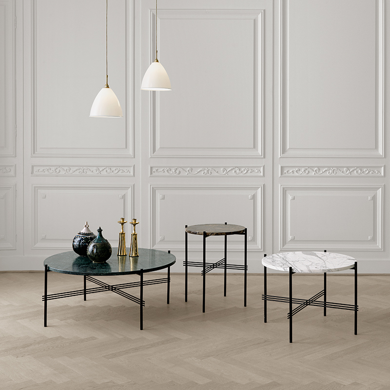 Table d'appoint guéridon TS SIDE Ø 40 Marbre Marquina noir GUBI