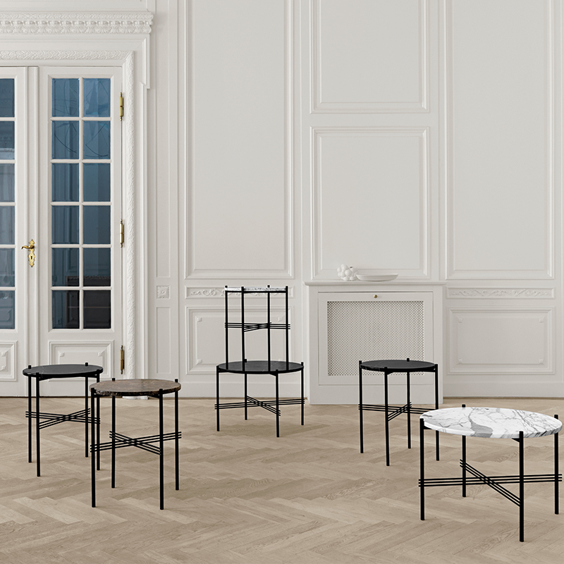 Table d'appoint guéridon TS SIDE Ø 40 Marbre Marquina noir GUBI