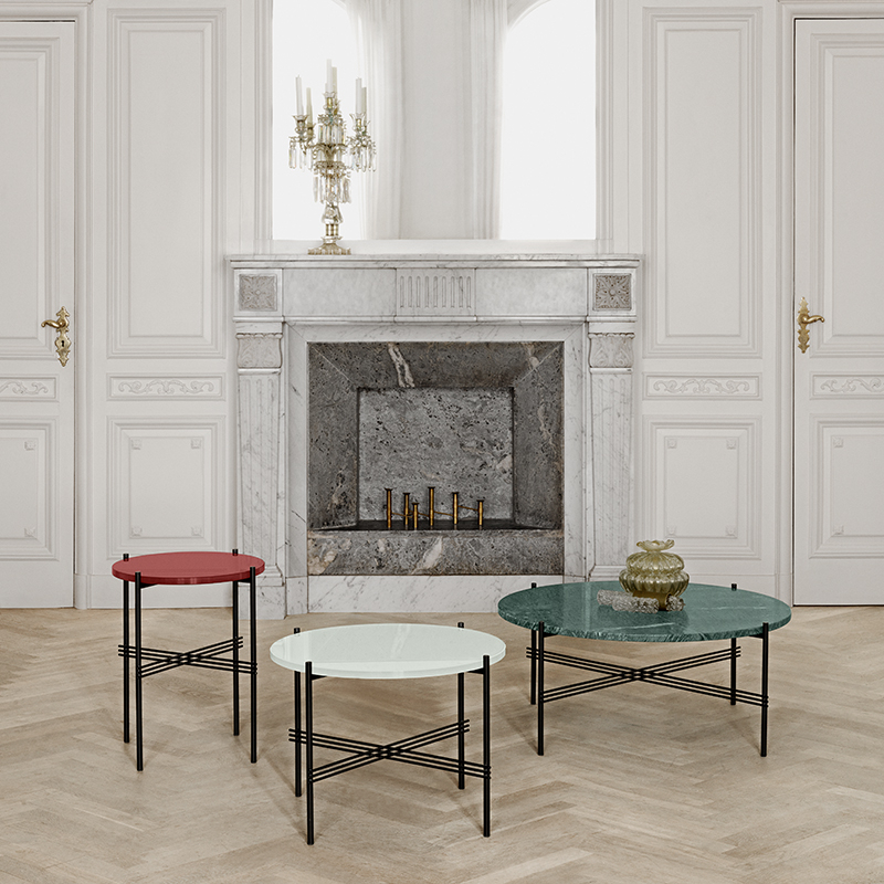 Table d'appoint guéridon TS SIDE Ø 40 Marbre Marquina noir GUBI