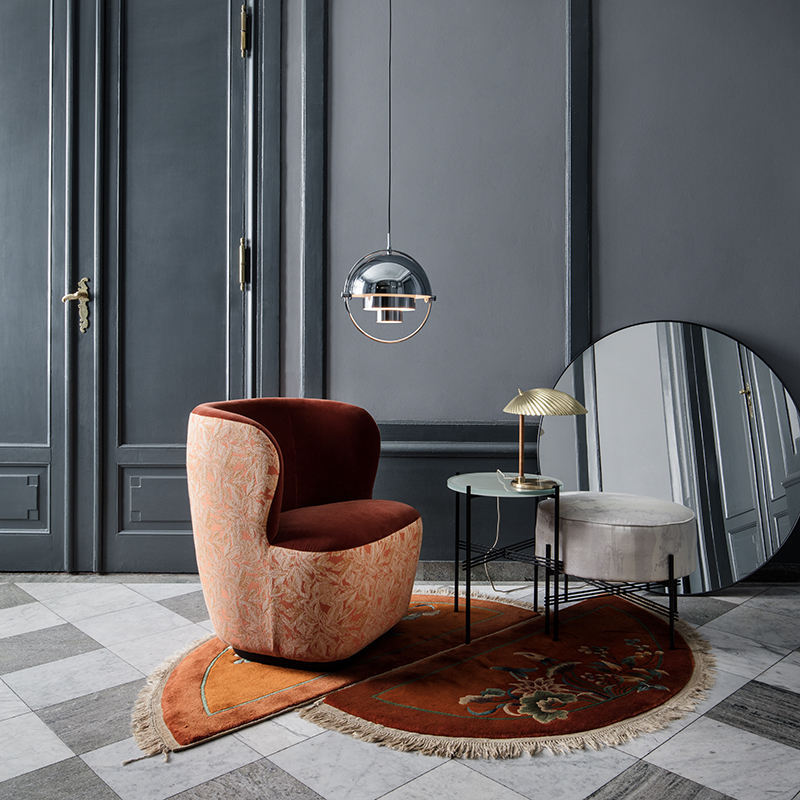 Table d'appoint guéridon TS SIDE Ø 40 Marbre Marquina noir GUBI