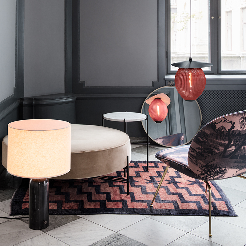 Table d'appoint guéridon TS SIDE Ø 40 Marbre Marquina noir GUBI