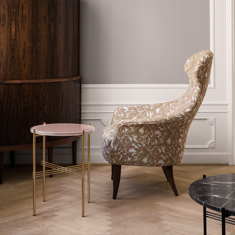 Table d'appoint guéridon TS SIDE Ø 40 Marbre Marquina noir GUBI