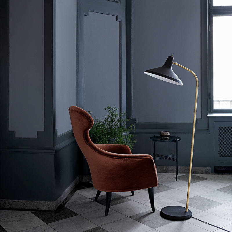 Table d'appoint guéridon TS SIDE Ø 40 Marbre Marquina noir GUBI