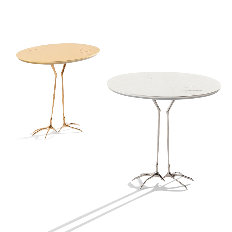 Table d'appoint guéridon TRACCIA Or blanc CASSINA