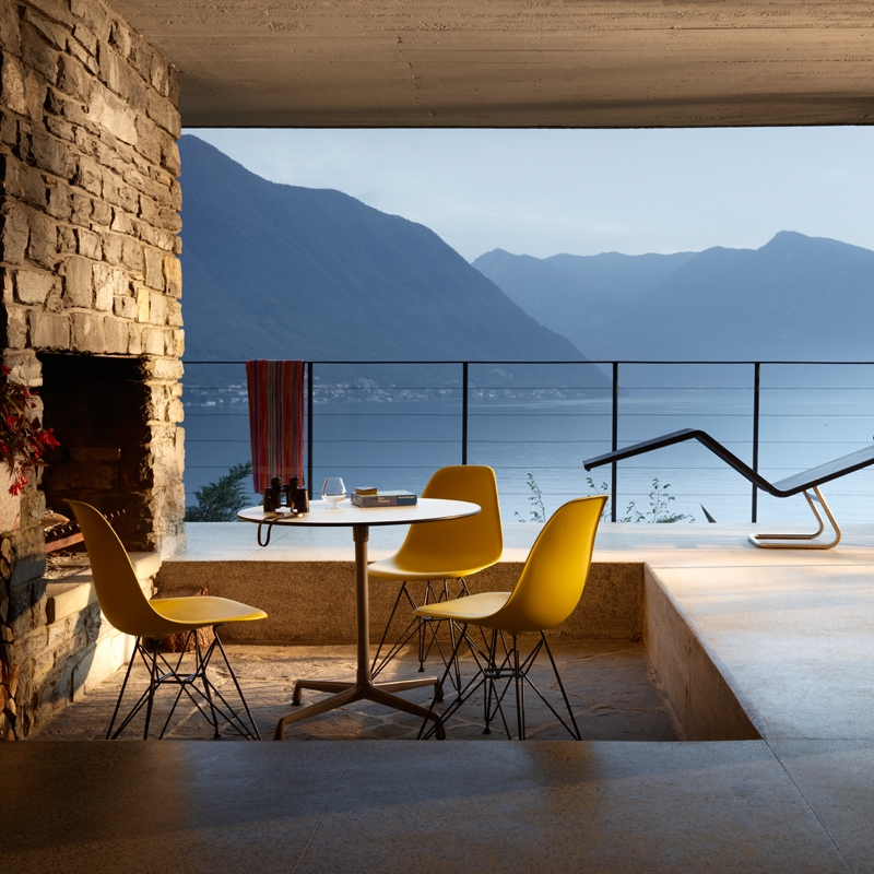 Chaise EAMES PLASTIC CHAIR DSR Pieds Tour Eiffel Citron RE VITRA