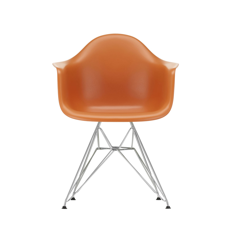 Chaise EAMES PLASTIC ARMCHAIR DAR pieds Tour Eiffel Orange rouille RE VITRA