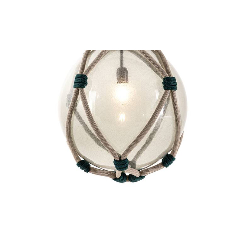 Luminaire extérieur Suspension BOLLICOSA NAUTILUS Ø 30 Verre rose transparent / nœuds rouille CASSINA