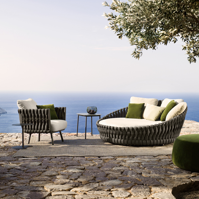 Canapé extérieur Daybed TOSCA Wengé / Natté Blanc 01 TRIBU