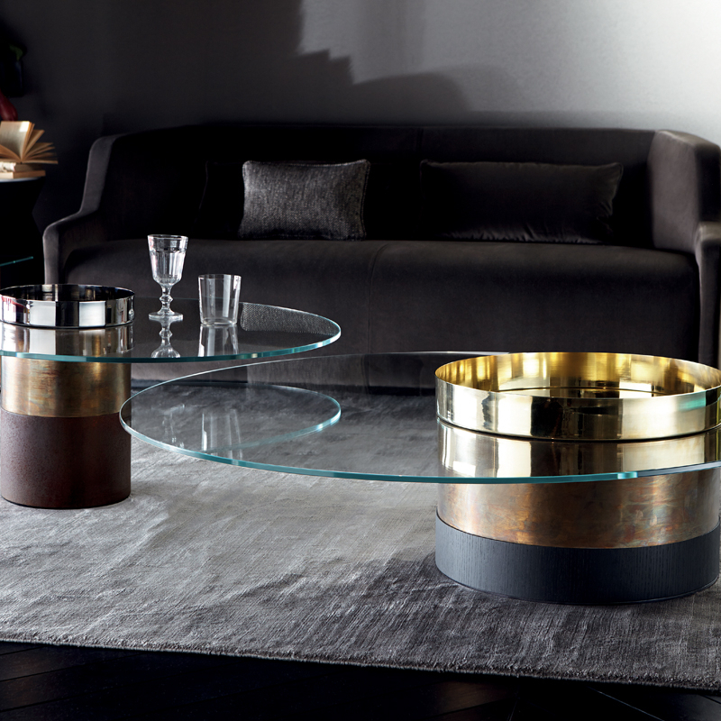 Table basse HAUMEA M Laiton/ laiton bruni/ bois laqué noir GALLOTTI & RADICE
