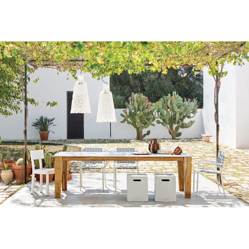 Chaise extérieur Petit fauteuil INOUT 824 Blanc/ sangles grises GERVASONI