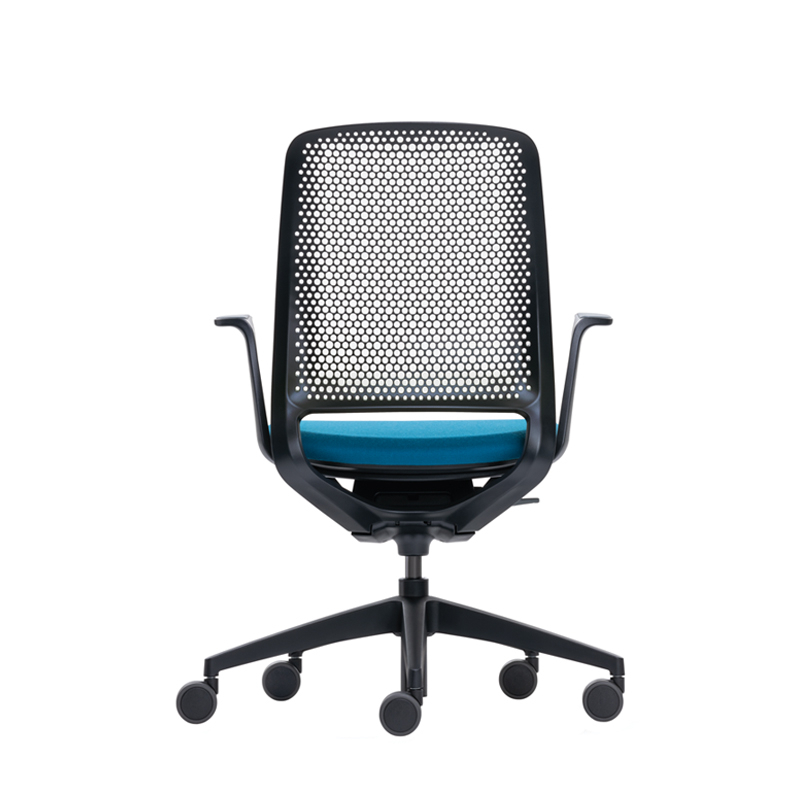 Fauteuil de bureau SE:MOTION assise rembourrée Bleu 67004/ structure noire SILVERA PRO