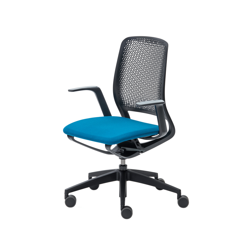 Fauteuil de bureau SE:MOTION assise rembourrée Bleu 67004/ structure noire SILVERA PRO