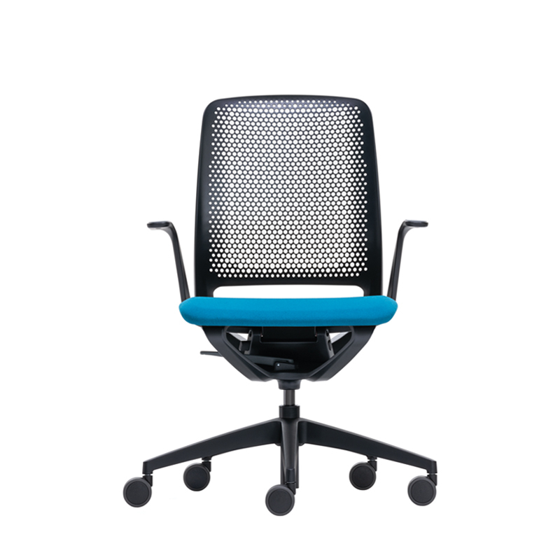Fauteuil de bureau SE:MOTION assise rembourrée Bleu 67004/ structure noire SILVERA PRO