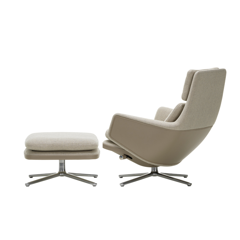 Fauteuil GRAND RELAX & OTTOMAN Tissu Beige gris 03/ sable 07 VITRA