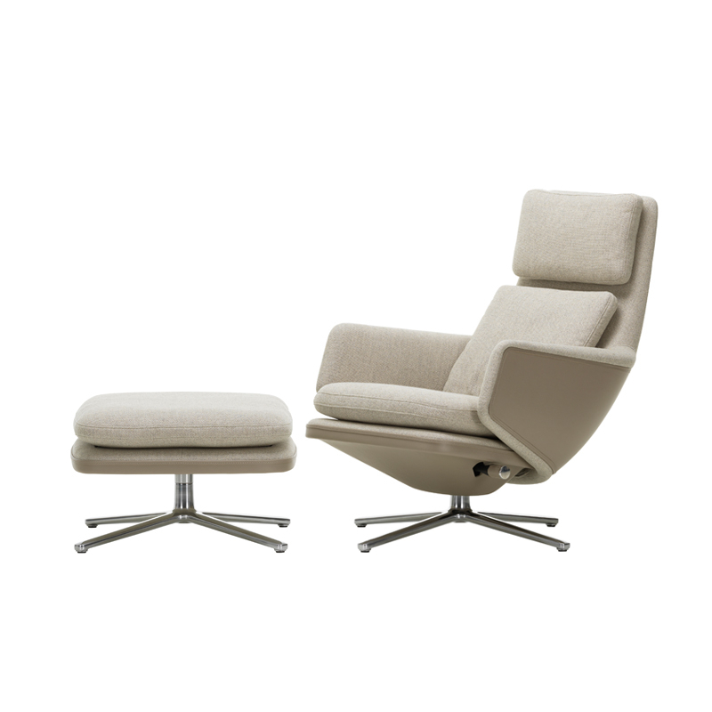Fauteuil GRAND RELAX & OTTOMAN Tissu Beige gris 03/ sable 07 VITRA