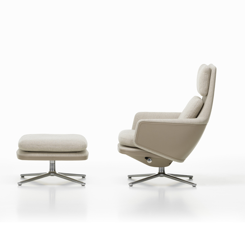 Fauteuil GRAND RELAX & OTTOMAN Tissu Beige gris 03/ sable 07 VITRA