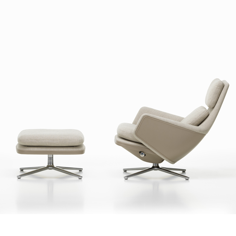 Fauteuil GRAND RELAX & OTTOMAN Tissu Beige gris 03/ sable 07 VITRA
