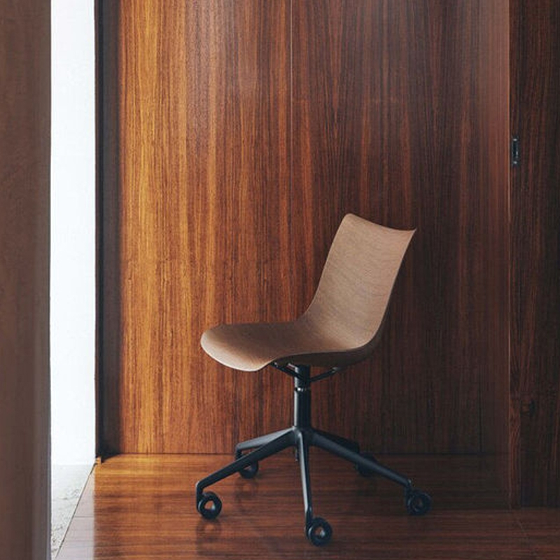 Fauteuil de bureau P/WOOD roulettes Bois clair/ chrome KARTELL