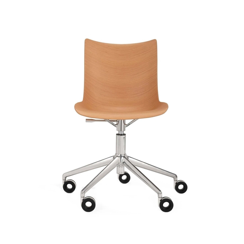 Fauteuil de bureau P/WOOD roulettes Bois clair/ chrome KARTELL