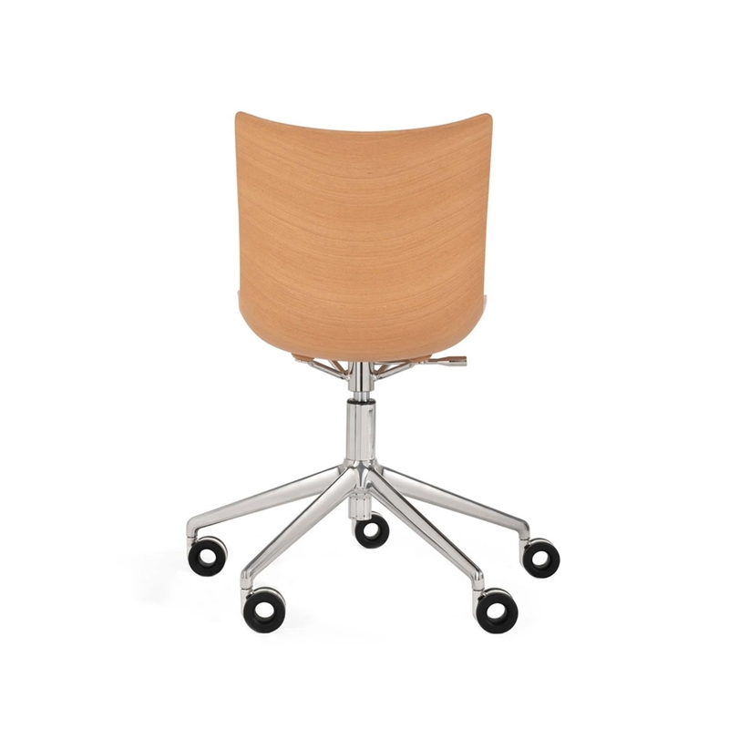 Fauteuil de bureau P/WOOD roulettes Bois clair/ chrome KARTELL