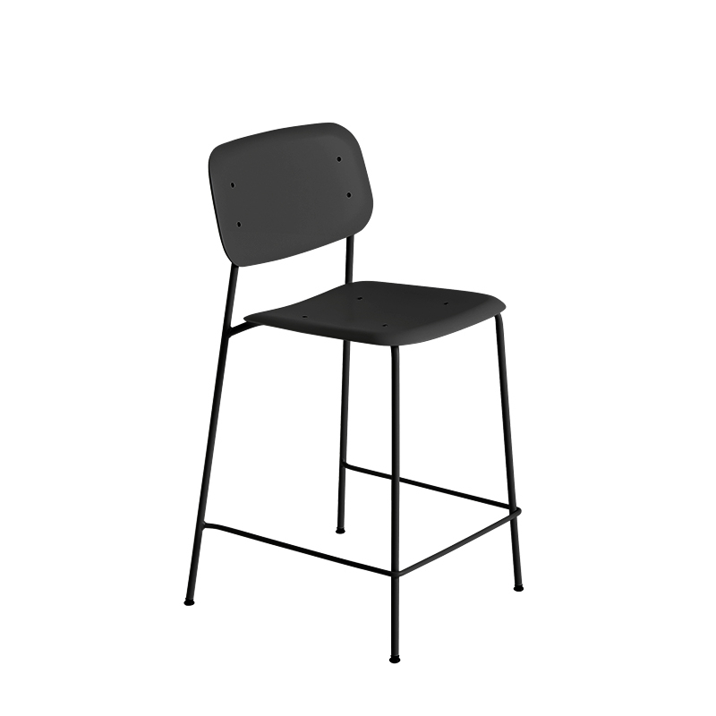 Tabouret haut SOFT EDGE 95 BAR Noir/ pieds noir HAY