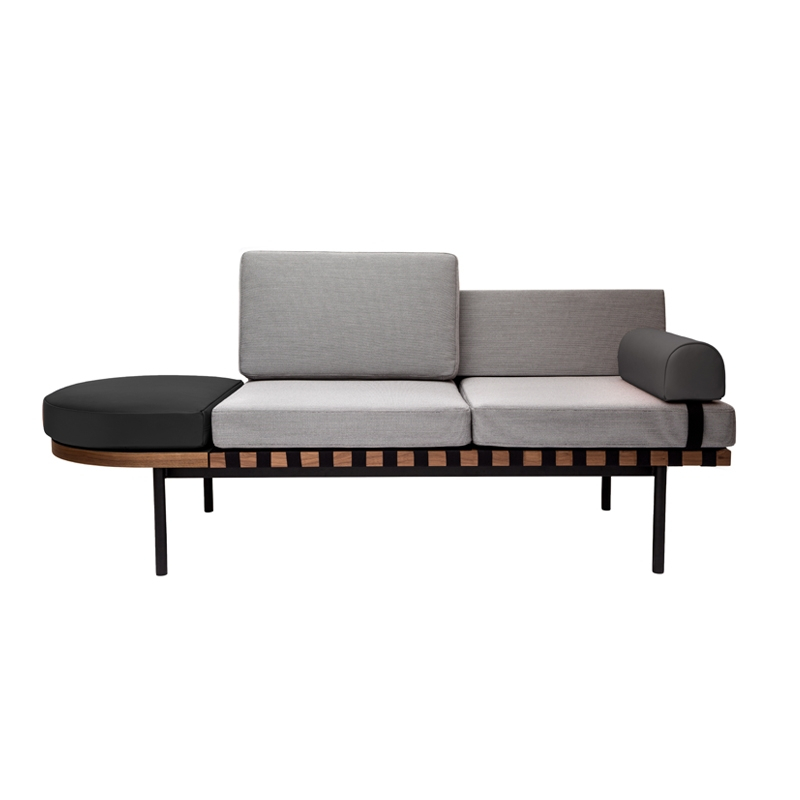 Canapé Banquette GRID Gris 133  Cuir noir, gris PETITE FRITURE