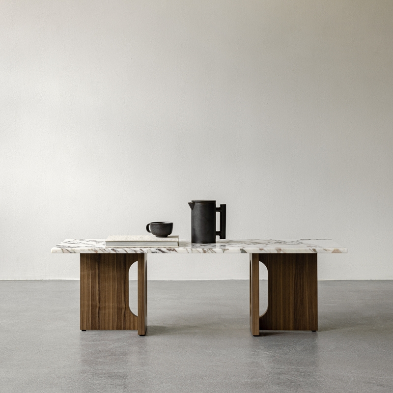 Table basse ANDROGYNE bois & pierre Marbre Calacatta Viola/ noyer AUDO COPENHAGEN