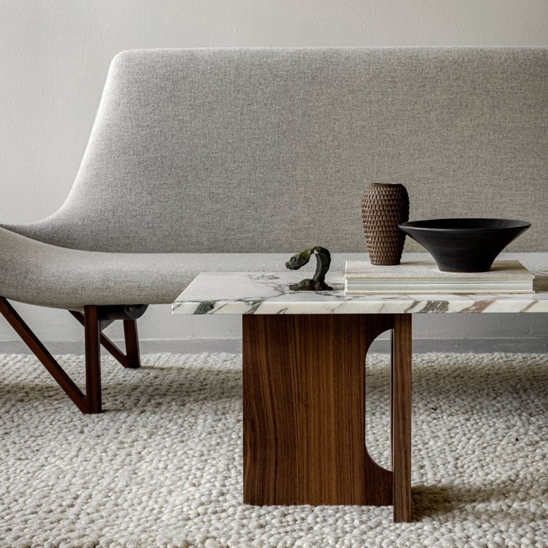 Table basse ANDROGYNE bois & pierre Marbre Calacatta Viola/ noyer AUDO COPENHAGEN