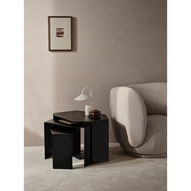 Table basse SHARD CLUSTER Set de 3 tables gigognes Noir FERM LIVING