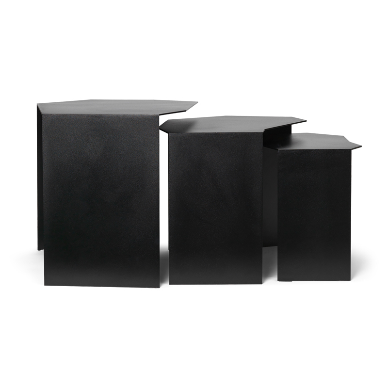 Table basse SHARD CLUSTER Set de 3 tables gigognes Noir FERM LIVING