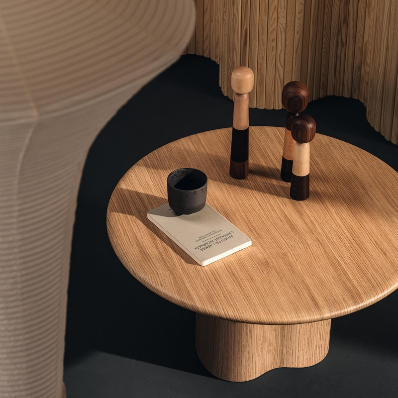 Table basse GHIA Ø 70 pied central Chêne ARPER