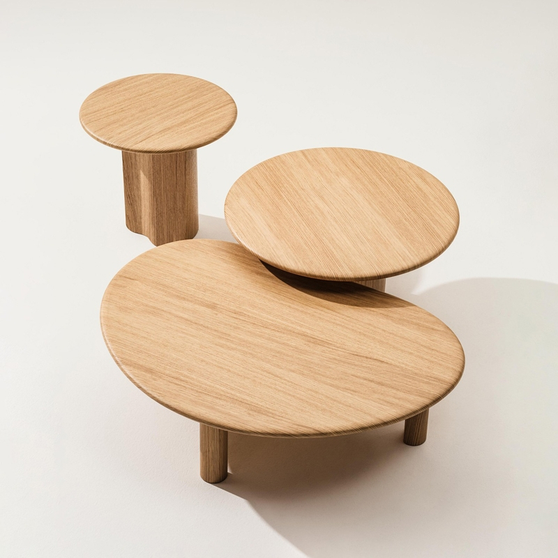 Table basse GHIA Ø 70 pied central Chêne ARPER