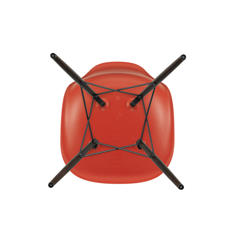 Chaise EAMES PLASTIC CHAIR DSW érable foncé Rouge coquelicot RE VITRA
