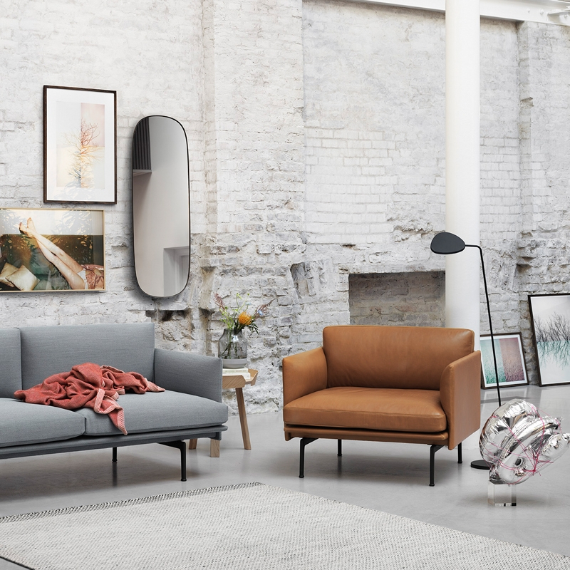 Fauteuil OUTLINE Cuir Cognac MUUTO