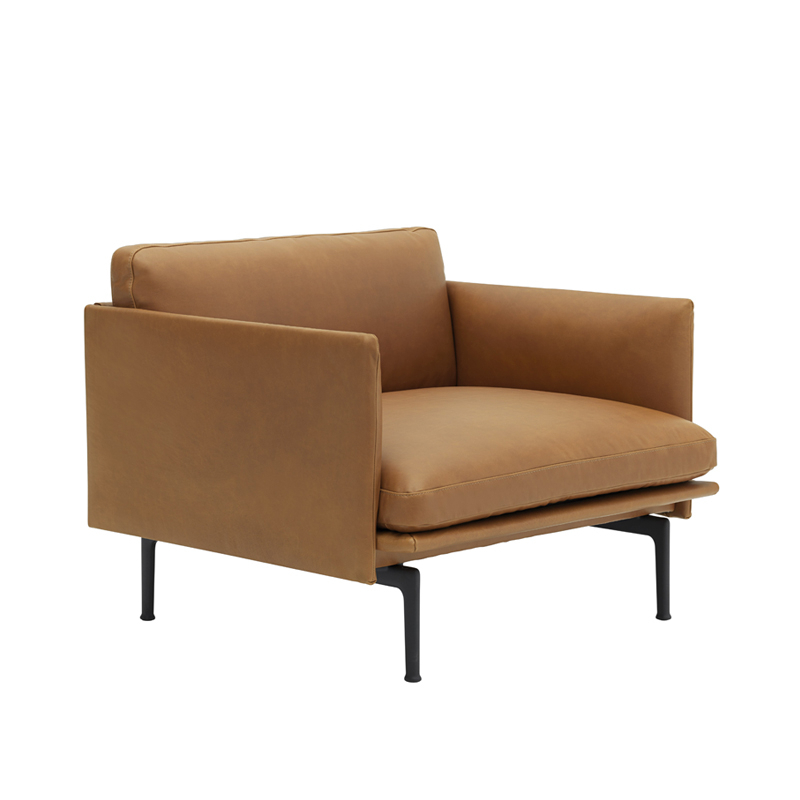 Fauteuil OUTLINE Cuir Cognac MUUTO