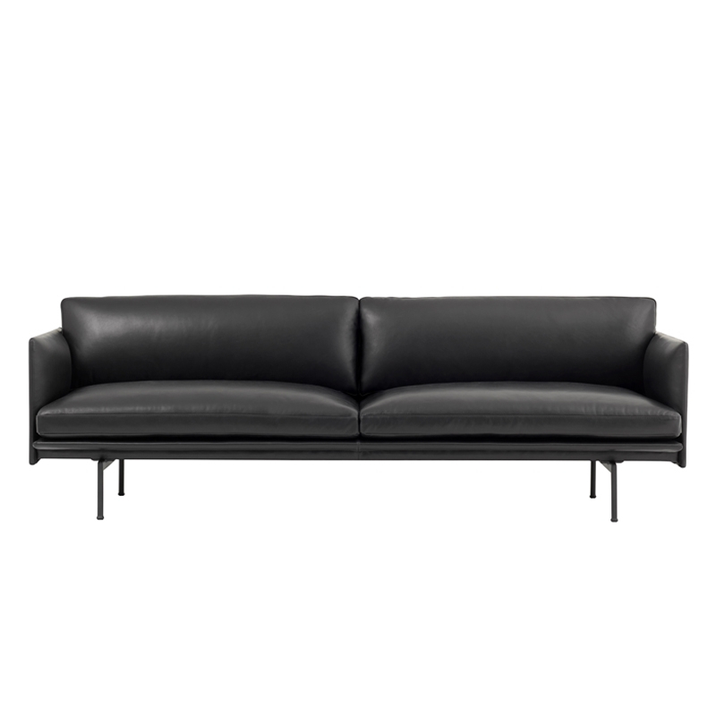OUTLINE 3 seater leather Black