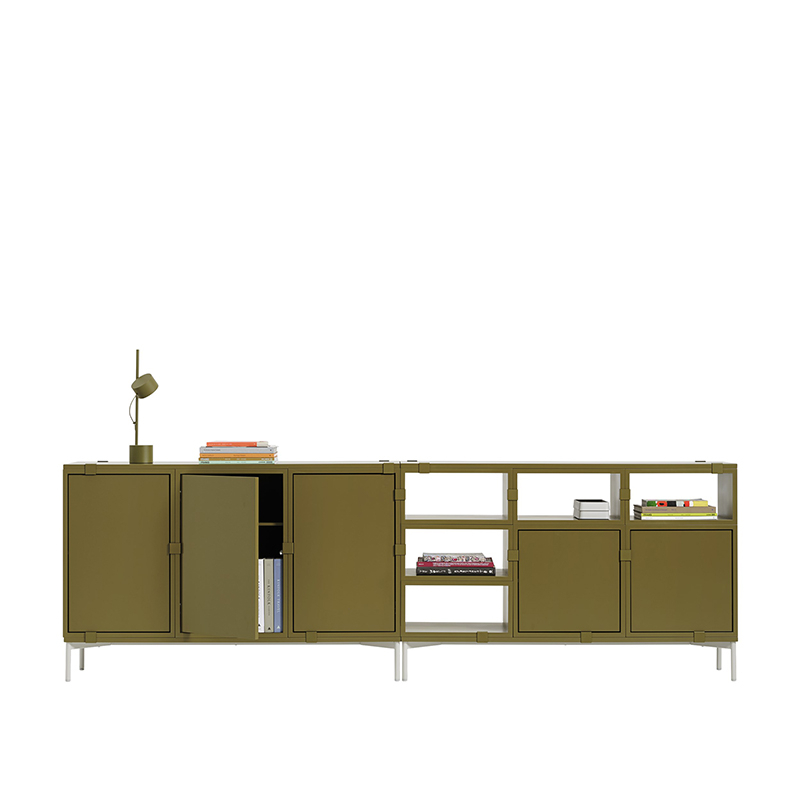 Etagère STACKED Large avec porte Vert brun MUUTO