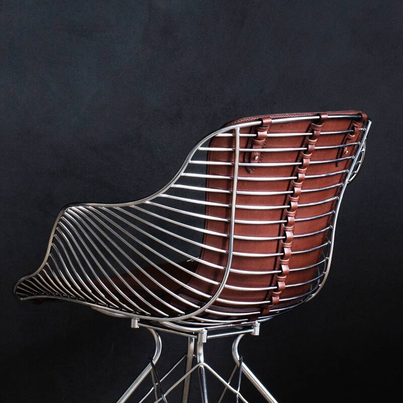 Chaise WIRE DINING CHAIR Chrome/ Cuir Horizon Cognac OVERGAARD & DYRMAN