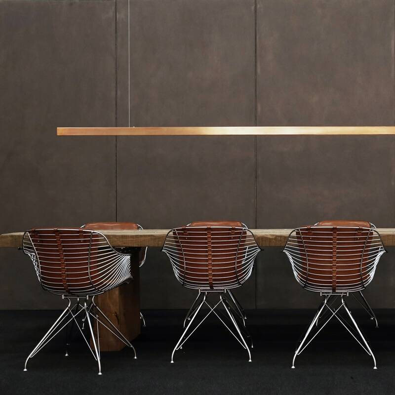 Chaise WIRE DINING CHAIR Chrome/ Cuir Horizon Cognac OVERGAARD & DYRMAN