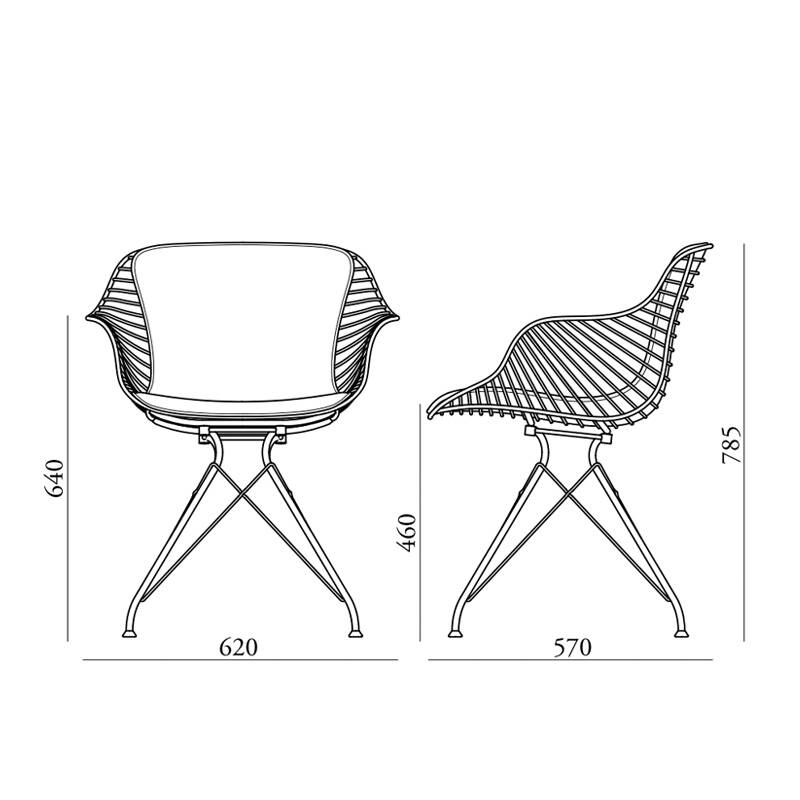 Chaise WIRE DINING CHAIR Chrome/ Cuir Horizon Cognac OVERGAARD & DYRMAN
