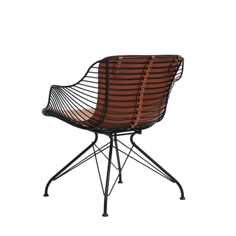Fauteuil WIRE LOUNGE CHAIR Noir/Cuir Elegance whiskey OVERGAARD & DYRMAN