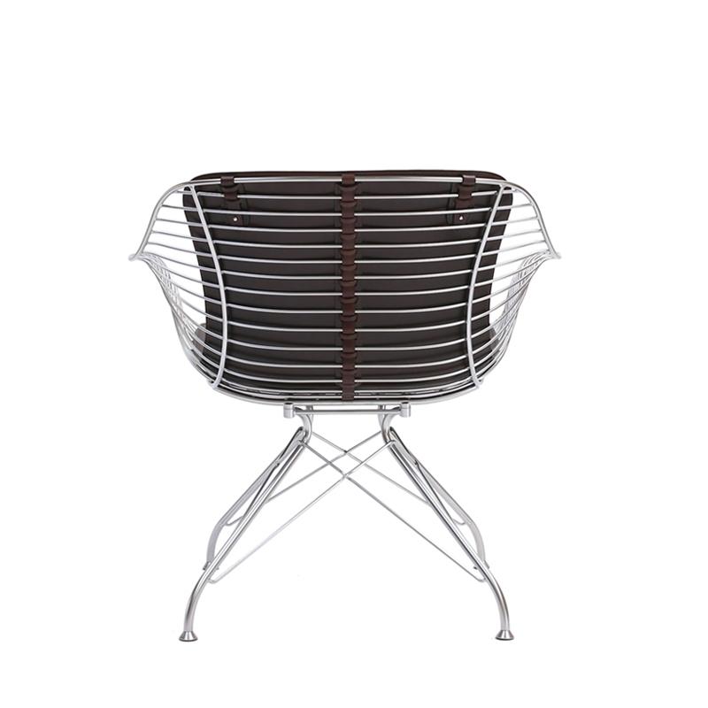 Fauteuil WIRE LOUNGE CHAIR Chrome/ Cuir Elegance marron foncé OVERGAARD & DYRMAN
