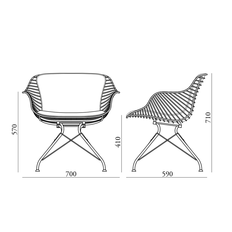 Fauteuil WIRE LOUNGE CHAIR Chrome/ Cuir Elegance marron foncé OVERGAARD & DYRMAN