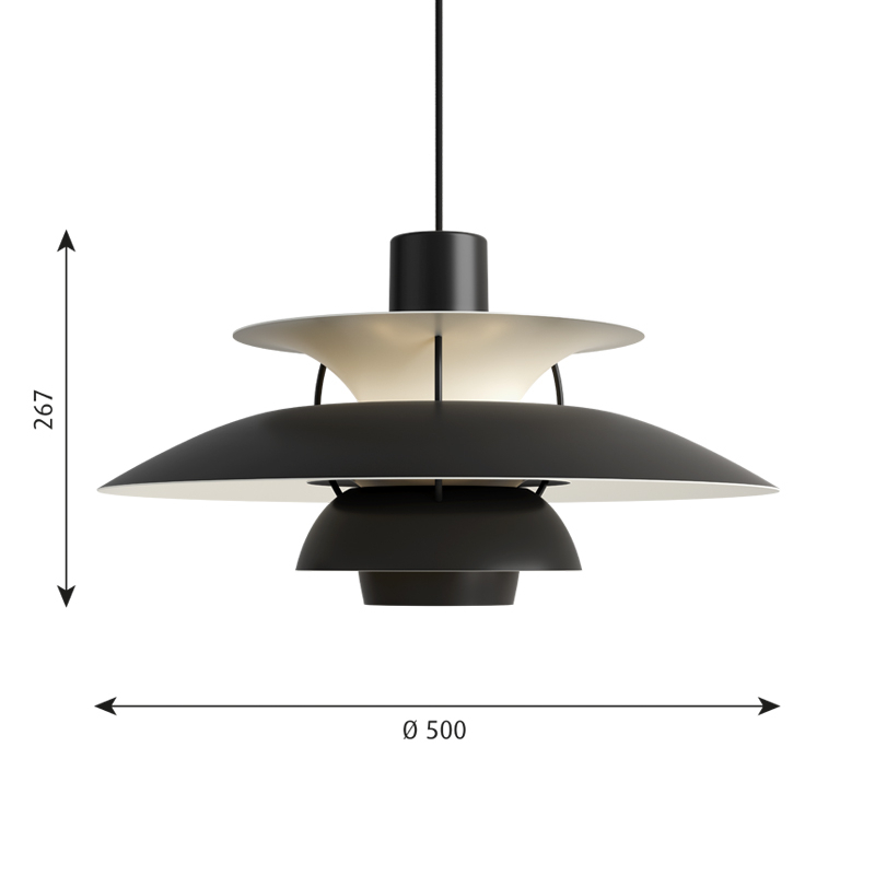 Suspension PH 5 Monochrome noir LOUIS POULSEN