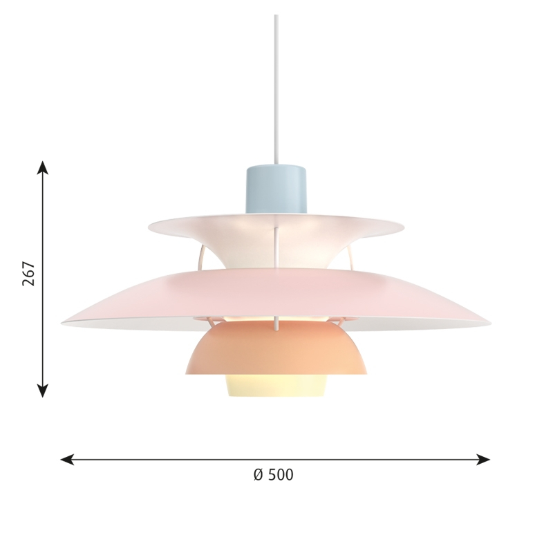 Suspension PH 5  Pastel bleu rose pêche LOUIS POULSEN