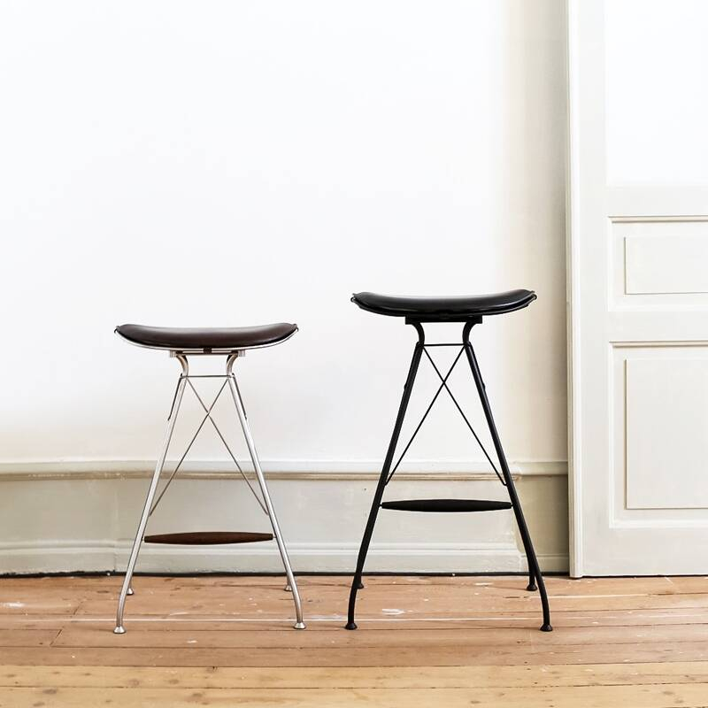 Tabouret haut WIRE BARSTOOL HIGH Noir/ Cuir Elegance noir OVERGAARD & DYRMAN