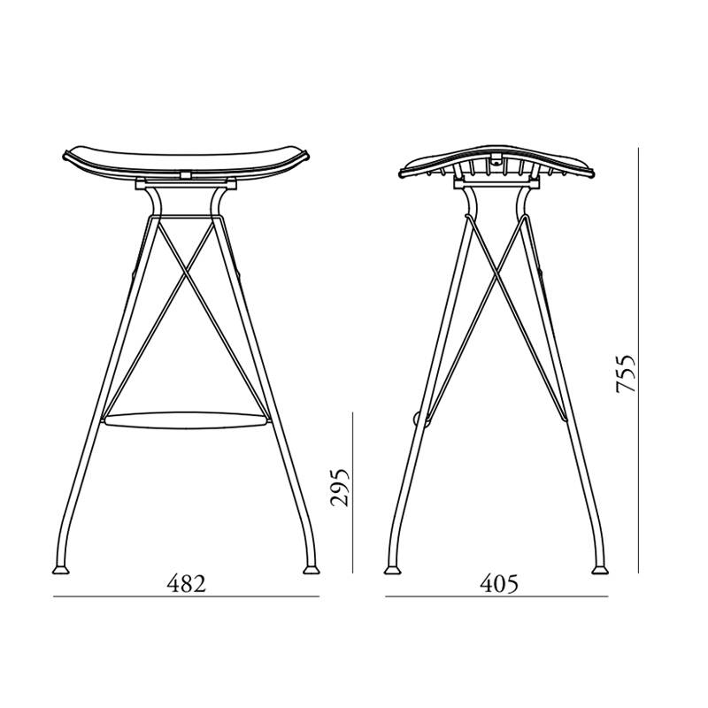 Tabouret haut WIRE BARSTOOL HIGH Chrome/ Cuir Elegance Whiskey OVERGAARD & DYRMAN