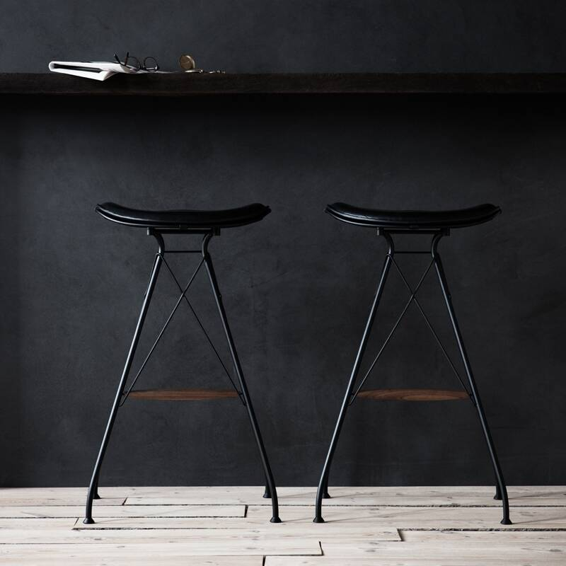Tabouret haut WIRE BARSTOOL HIGH Chrome/ Cuir Elegance Whiskey OVERGAARD & DYRMAN